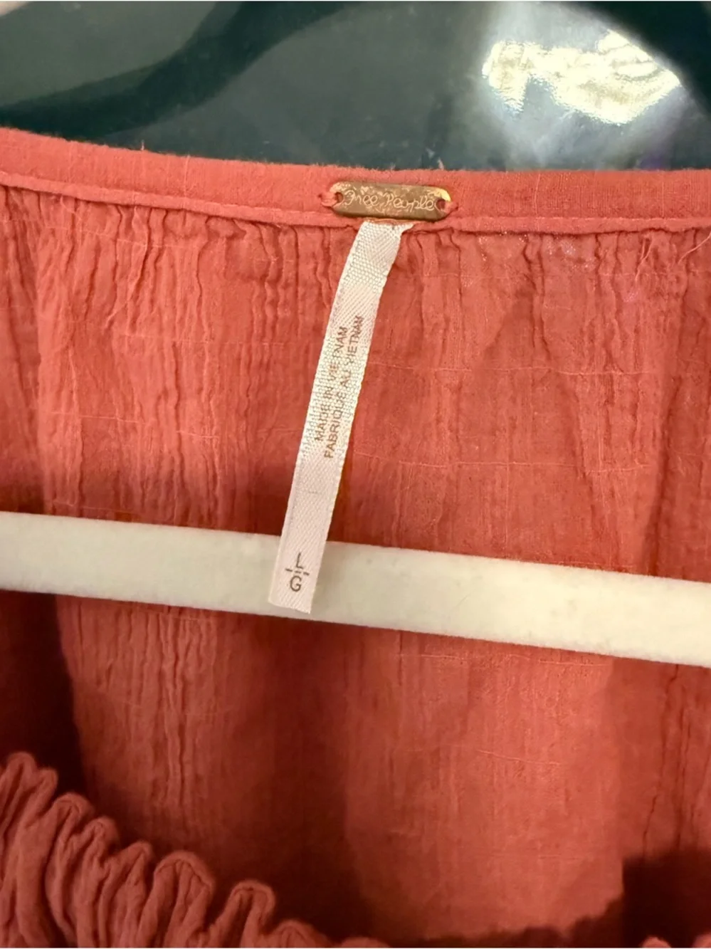 Free People Terracotta Maria Maria Lace Blouse size L - Picture 3 of 9